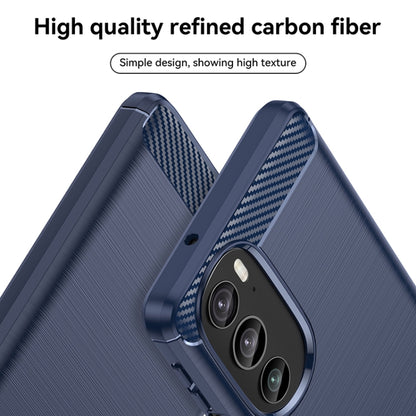 For Motorola Edge 30 Pro Brushed Texture Carbon Fiber TPU Phone Case(Blue) by buy2fix