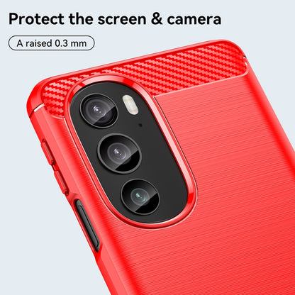 For Motorola Edge+ 2022 Brushed Texture Carbon Fiber TPU Phone Case(Red) by buy2fix