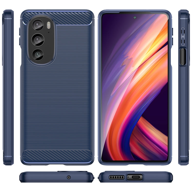 For Motorola Edge+ 2022 Brushed Texture Carbon Fiber TPU Phone Case(Blue) by buy2fix