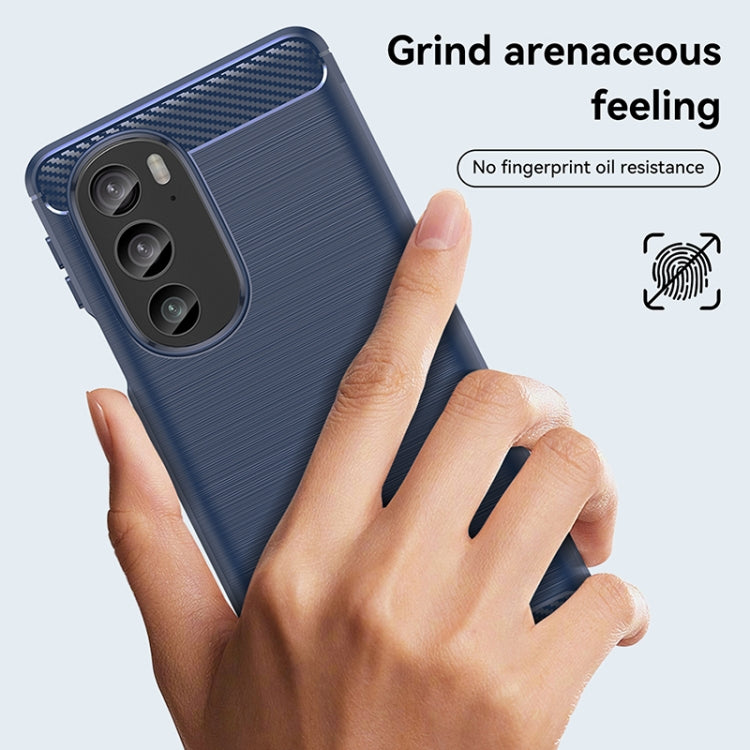 For Motorola Edge+ 2022 Brushed Texture Carbon Fiber TPU Phone Case(Blue) by buy2fix
