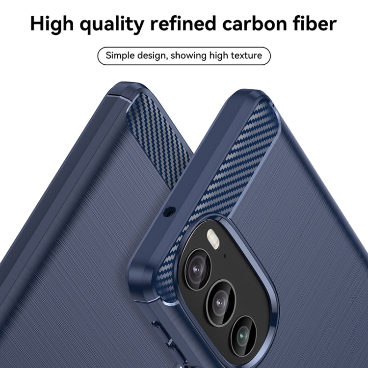 For Motorola Edge+ 2022 Brushed Texture Carbon Fiber TPU Phone Case(Blue) by buy2fix