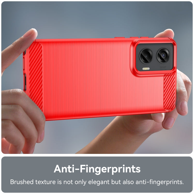 For Motorola Moto G Stylus 5G 2024 Brushed Texture Carbon Fiber TPU Phone Case(Red) by buy2fix