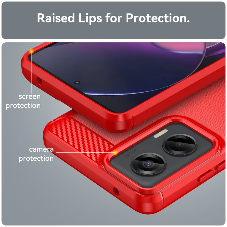 For Motorola Moto G Stylus 5G 2024 Brushed Texture Carbon Fiber TPU Phone Case(Red) by buy2fix