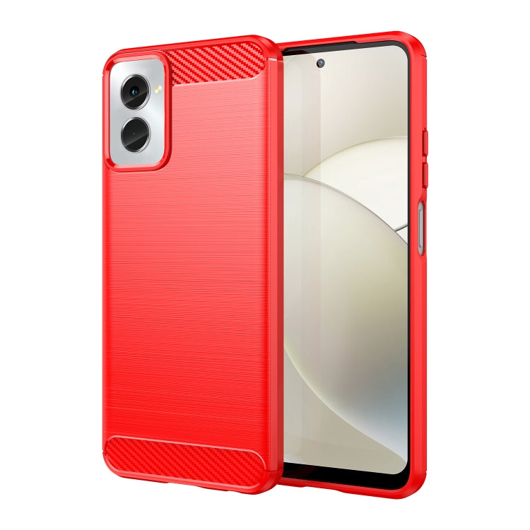 For Motorola Moto G Power 2024 Brushed Texture Carbon Fiber TPU Phone Case(Red) by buy2fix