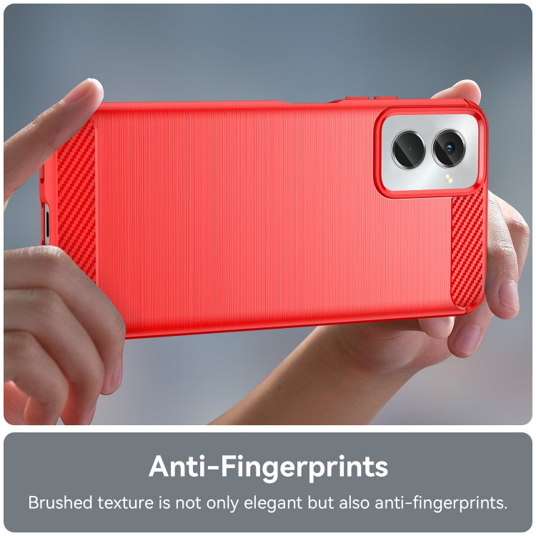 For Motorola Moto G Power 2024 Brushed Texture Carbon Fiber TPU Phone Case(Red) by buy2fix