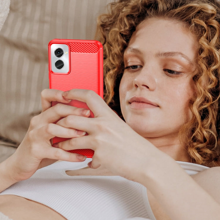 For Motorola Moto G Power 2024 Brushed Texture Carbon Fiber TPU Phone Case(Red) by buy2fix