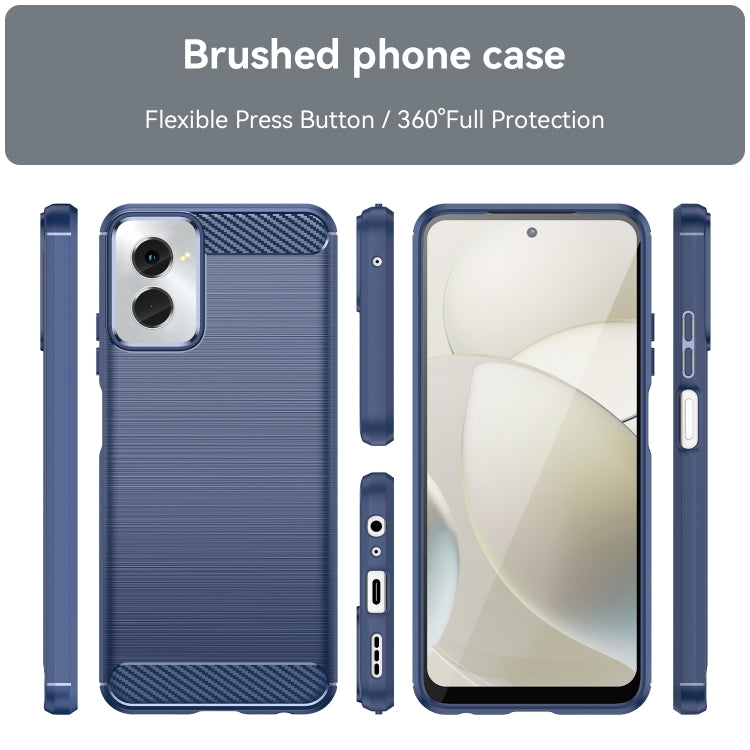 For Motorola Moto G Power 2024 Brushed Texture Carbon Fiber TPU Phone Case(Blue) by buy2fix