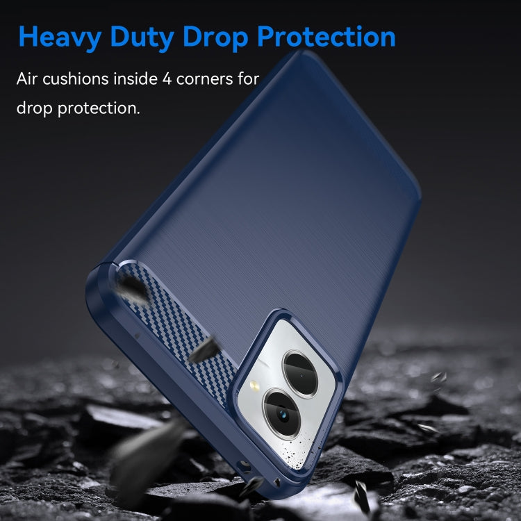 For Motorola Moto G Power 2024 Brushed Texture Carbon Fiber TPU Phone Case(Blue) by buy2fix