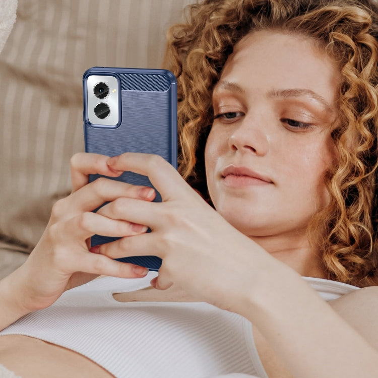 For Motorola Moto G Power 2024 Brushed Texture Carbon Fiber TPU Phone Case(Blue) by buy2fix