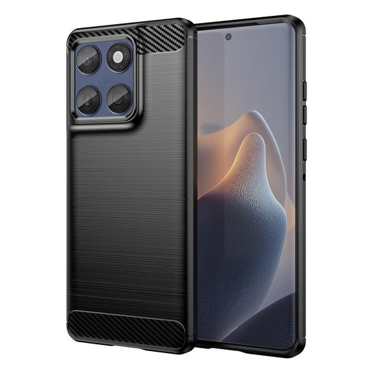For Motorola Edge 60 Brushed Texture Carbon Fiber TPU Phone Case(Black)
