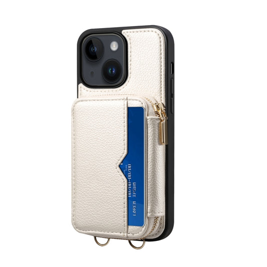 For iPhone 15 Zipper Card Slot Phone Case(White) - iPhone 15 Cases by buy2fix | Online Shopping UK | buy2fix