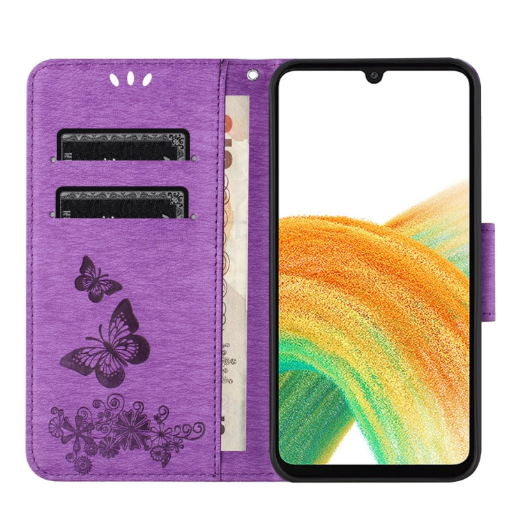 For Samsung Galaxy A24 / A25 5G Butterfly Embossed Flip Leather Phone Case(Purple) by buy2fix