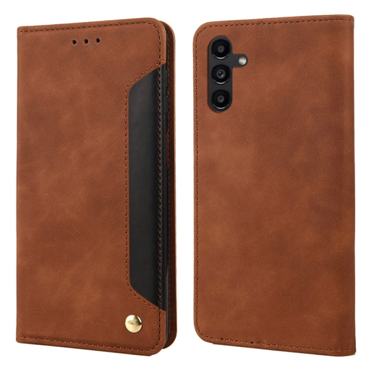 For Samsung Galaxy A24 / A25 5G Skin Feel Splicing Leather Phone Case(Brown)