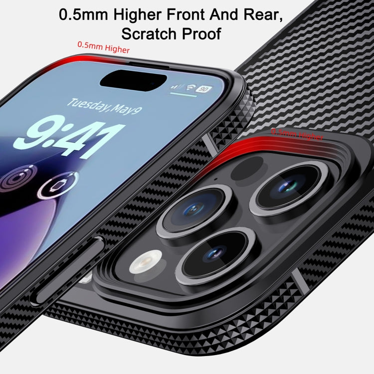 For iPhone 15 iPAKY MG Series Carbon Fiber PC + TPU Protective Phone Case(Black) - iPhone 15 Cases by iPAKY | Online Shopping UK | buy2fix