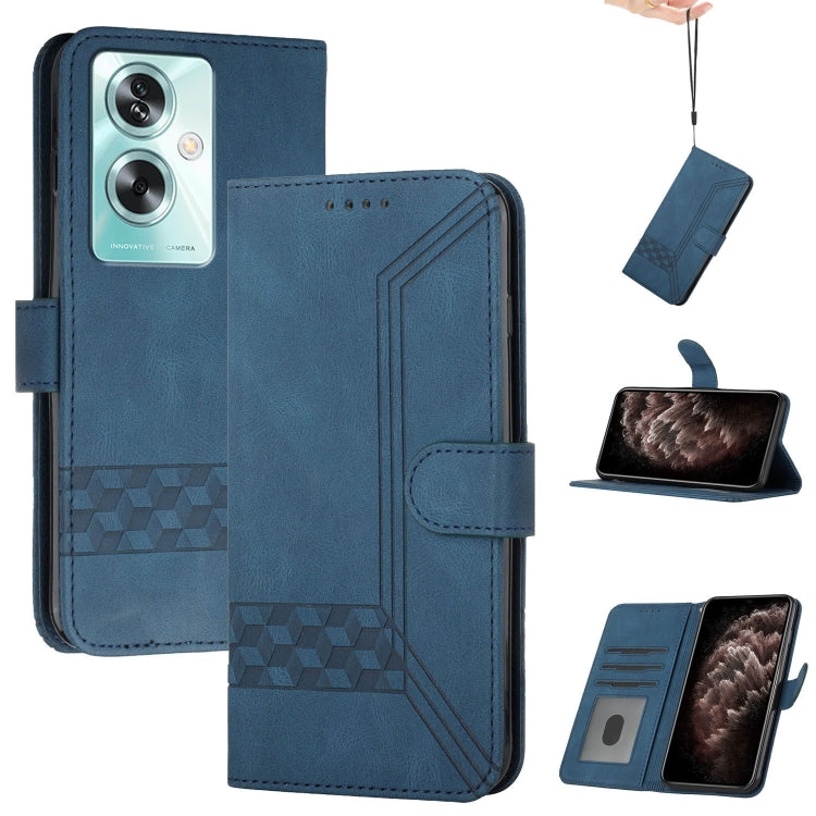 For OPPO A79 Cubic Skin Feel Flip Leather Phone Case(Blue) by buy2fix
