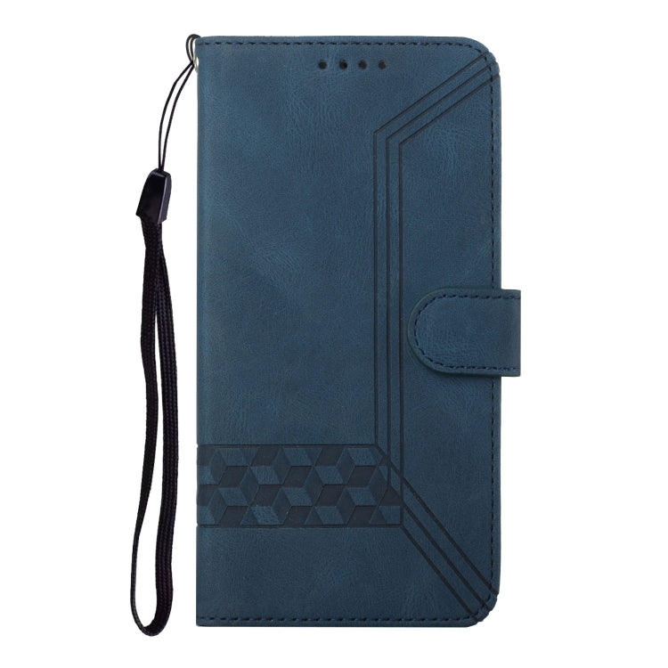 For OPPO A79 Cubic Skin Feel Flip Leather Phone Case(Blue) by buy2fix