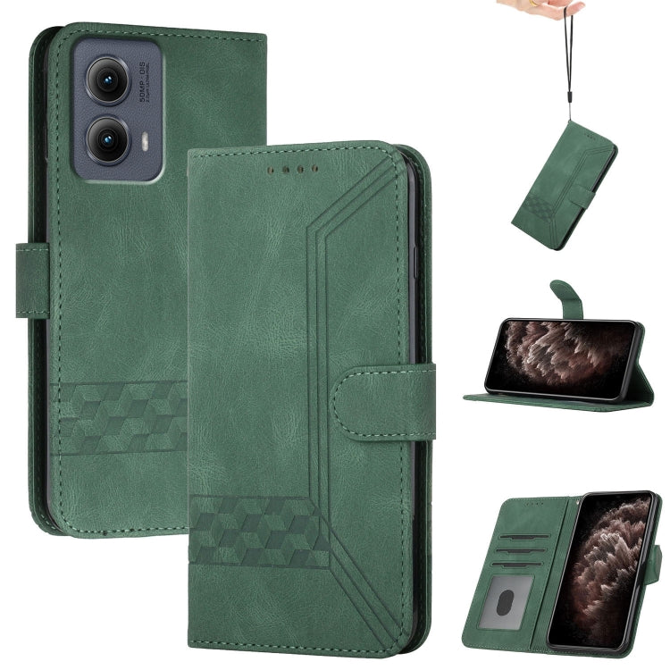 For Motorola Edge 5G 2024 Cubic Skin Feel Flip Leather Phone Case(Green) by buy2fix