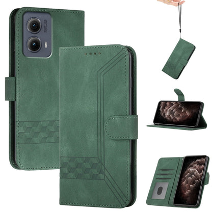 For Motorola Edge 5G 2024 Cubic Skin Feel Flip Leather Phone Case(Green) by buy2fix