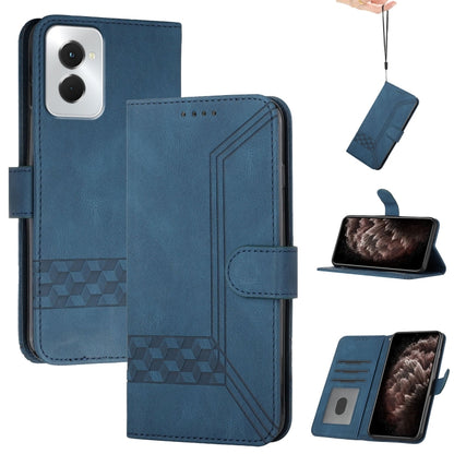 For Motorola Moto G Power 5G 2024 Cubic Skin Feel Flip Leather Phone Case(Blue) by buy2fix