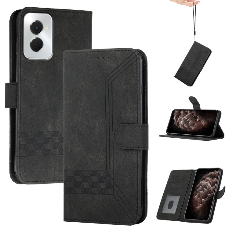 For Motorola Moto G Power 5G 2024 Cubic Skin Feel Flip Leather Phone Case(Black) by buy2fix