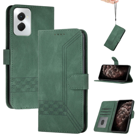 For Motorola Moto G Power 5G 2024 Cubic Skin Feel Flip Leather Phone Case(Green) by buy2fix