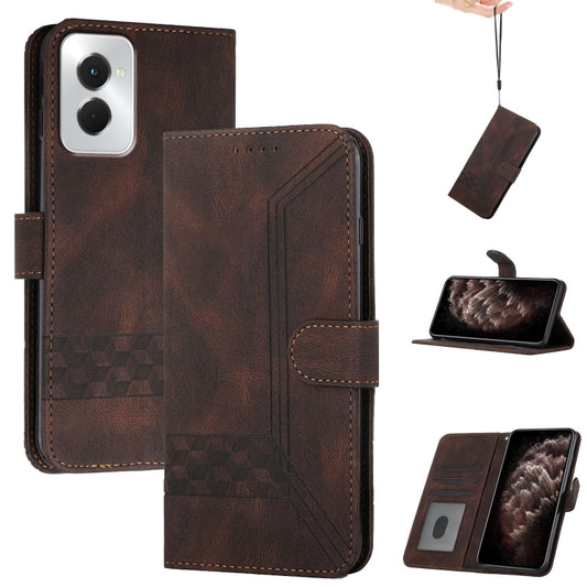 For Motorola Moto G Power 5G 2024 Cubic Skin Feel Flip Leather Phone Case(Brown) by buy2fix