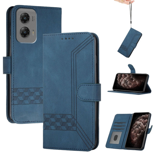 For Motorola Moto G Stylus 5G 2024 Cubic Skin Feel Flip Leather Phone Case(Blue) by buy2fix