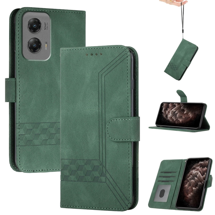 For Motorola Moto G Stylus 5G 2024 Cubic Skin Feel Flip Leather Phone Case(Green) by buy2fix