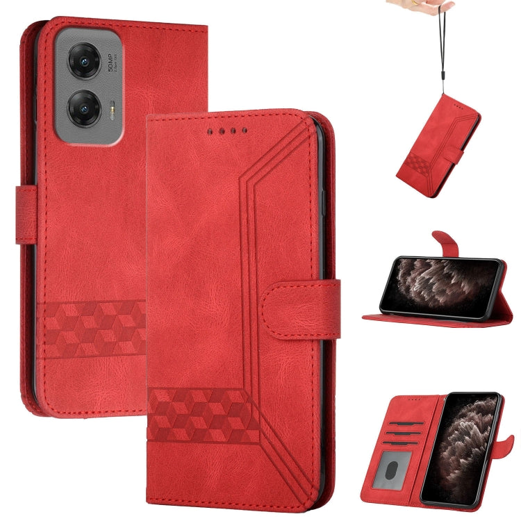 For Motorola Moto G Stylus 5G 2024 Cubic Skin Feel Flip Leather Phone Case(Red) by buy2fix