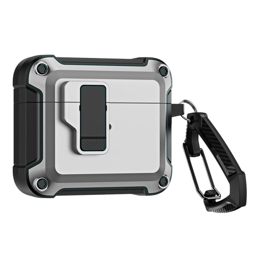 For AirPods 3 TPU + PC Wireless Bluetooth Earphone Protective Case with Switch Lock & Hook(Grey) - For AirPods 3 by buy2fix | Online Shopping UK | buy2fix