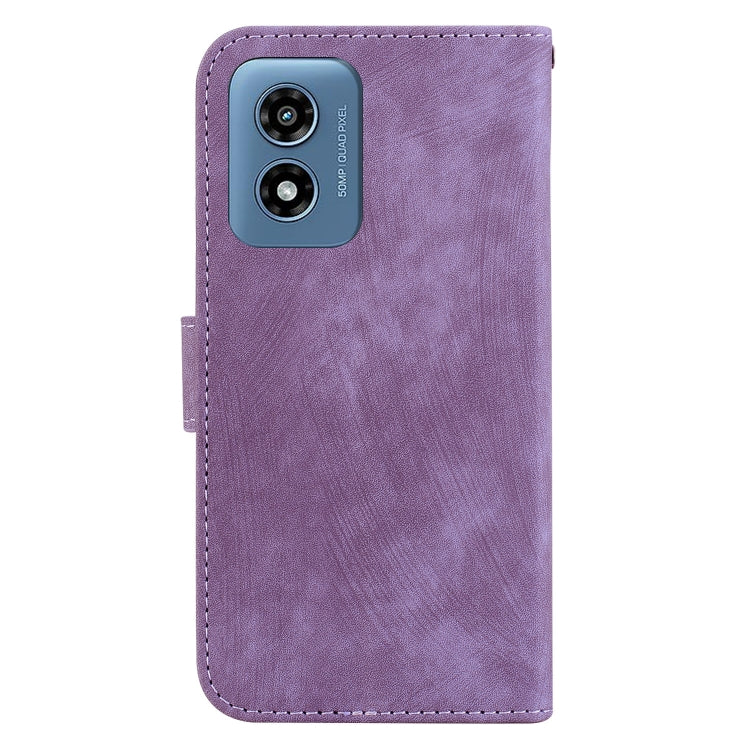 For Motorola Moto G Play 4G 2024 Little Tiger Embossed Leather Phone Case(Purple) by buy2fix
