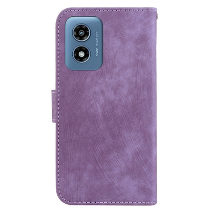For Motorola Moto G Play 4G 2024 Little Tiger Embossed Leather Phone Case(Purple) by buy2fix