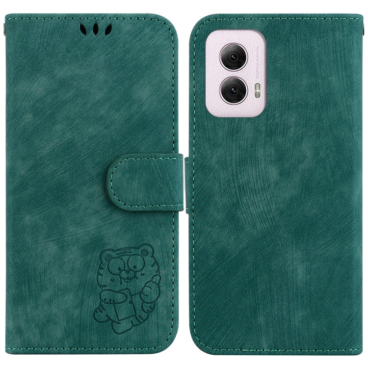 For Motorola Moto G Power 5G 2024 Little Tiger Embossed Leather Phone Case(Green) by buy2fix
