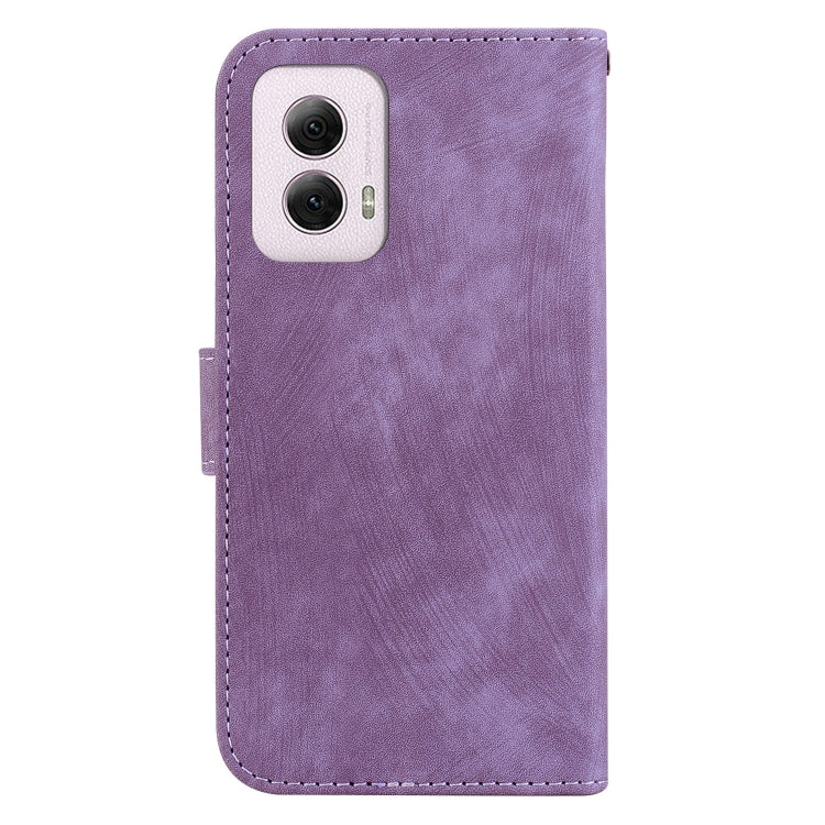For Motorola Moto G Power 5G 2024 Little Tiger Embossed Leather Phone Case(Purple) by buy2fix