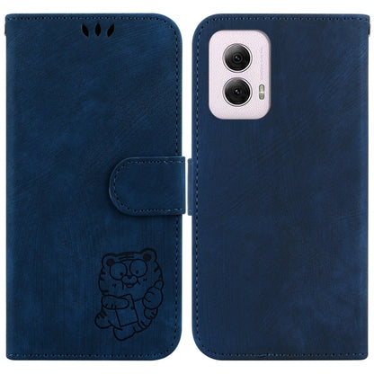 For Motorola Moto G Power 5G 2024 Little Tiger Embossed Leather Phone Case(Dark Blue) by buy2fix