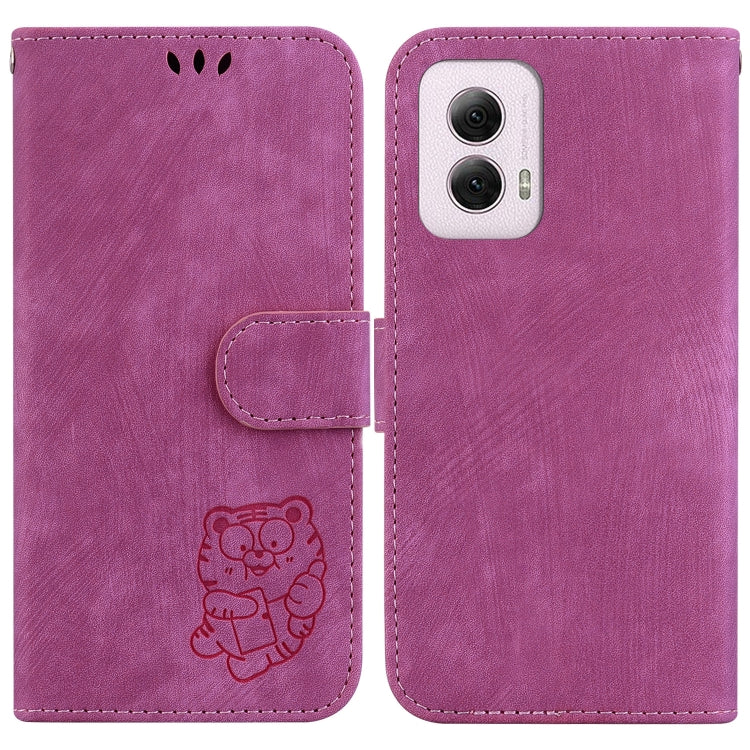 For Motorola Moto G Power 5G 2024 Little Tiger Embossed Leather Phone Case(Rose Red) by buy2fix