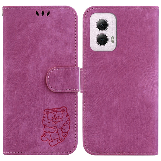 For Motorola Moto G Power 5G 2024 Little Tiger Embossed Leather Phone Case(Rose Red) by buy2fix