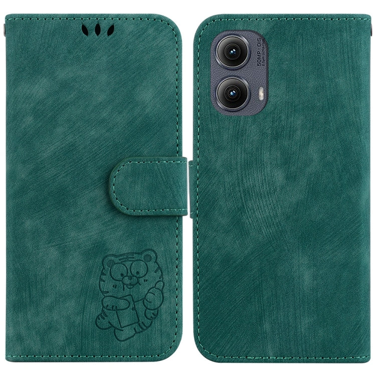 For Motorola Edge 2024 Little Tiger Embossed Leather Phone Case(Green) by buy2fix