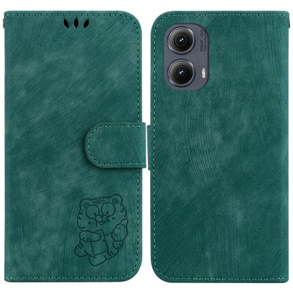 For Motorola Edge 2024 Little Tiger Embossed Leather Phone Case(Green) by buy2fix