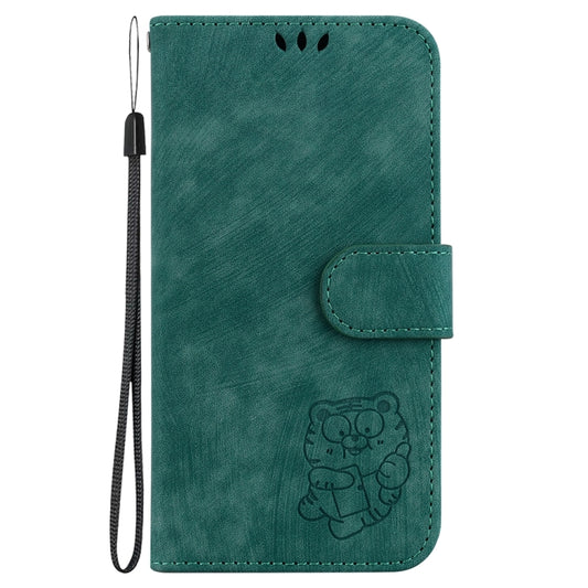 For Motorola Edge 2024 Little Tiger Embossed Leather Phone Case(Green) by buy2fix