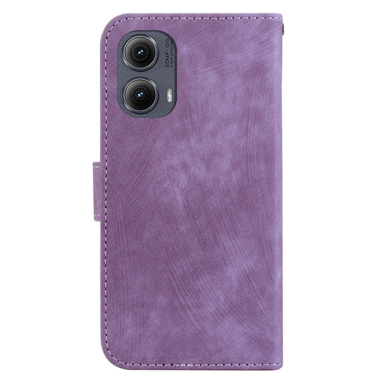 For Motorola Edge 2024 Little Tiger Embossed Leather Phone Case(Purple) by buy2fix