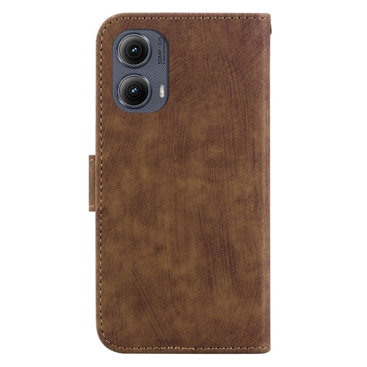 For Motorola Edge 2024 Little Tiger Embossed Leather Phone Case(Brown) by buy2fix