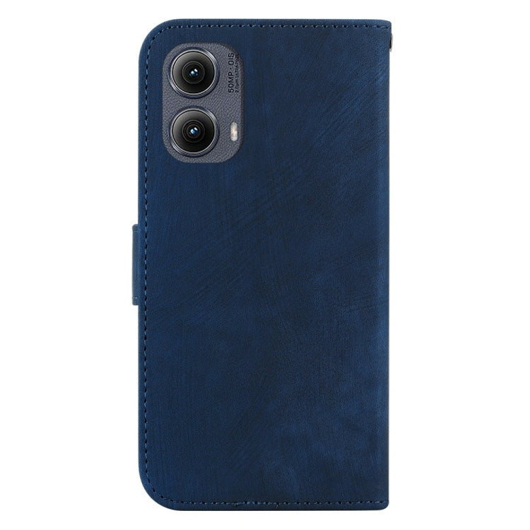 For Motorola Edge 2024 Little Tiger Embossed Leather Phone Case(Dark Blue) by buy2fix