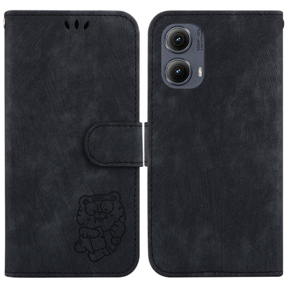For Motorola Edge 2024 Little Tiger Embossed Leather Phone Case(Black) by buy2fix