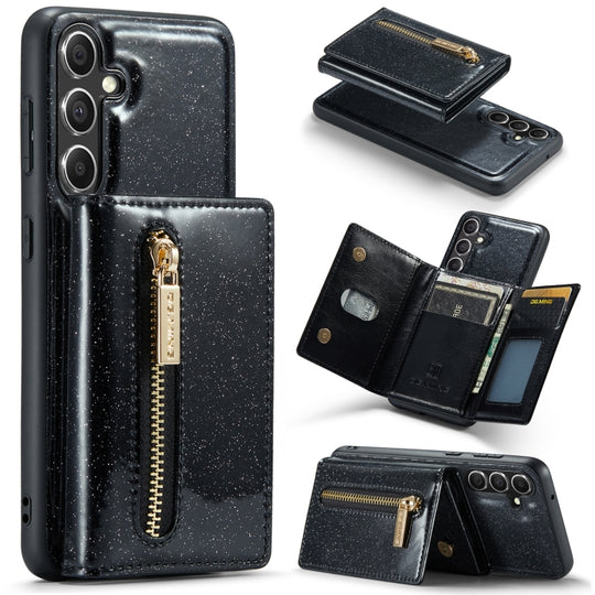 For Samsung Galaxy S23 FE 5G DG.MING M3 Series Glitter Powder Card Bag Leather Case(Black)