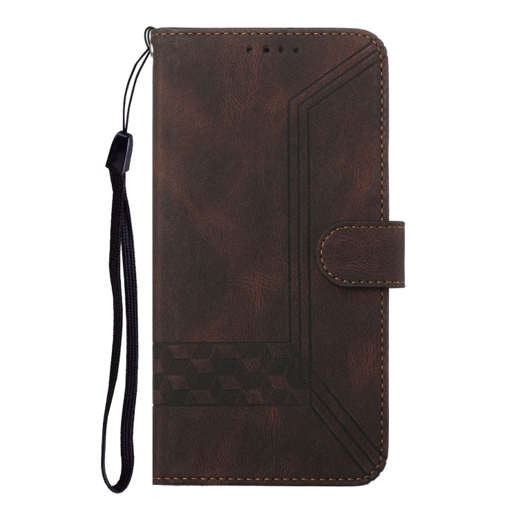 For iPhone 16e Cubic Skin Feel Flip Leather Phone Case(Brown) by buy2fix