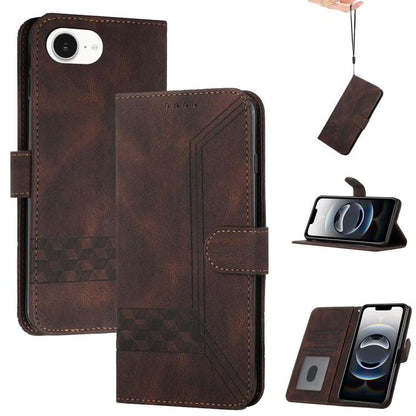 For iPhone 16e Cubic Skin Feel Flip Leather Phone Case(Brown) by buy2fix