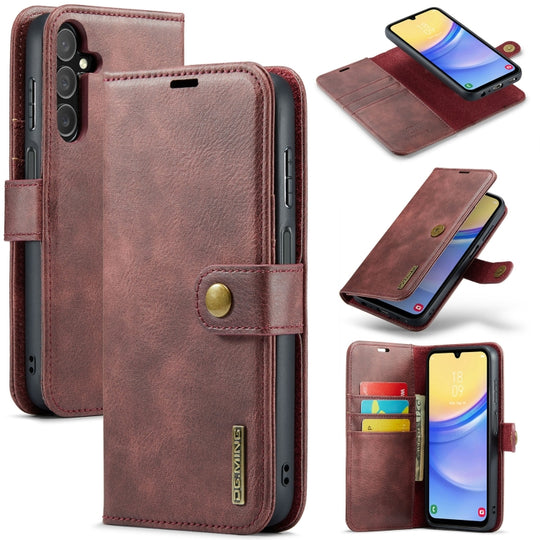 For Samsung Galaxy A15 5G / A15 4G DG.MING Crazy Horse Texture Detachable Magnetic Leather Case(Red)