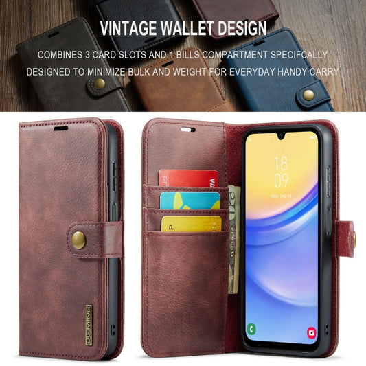 For Samsung Galaxy A15 5G / A15 4G DG.MING Crazy Horse Texture Detachable Magnetic Leather Case(Red) by DG.MING
