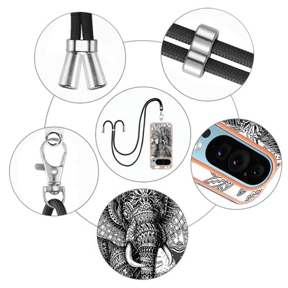 For Google Pixel 9 / 9 Pro Electroplating Dual-side IMD Phone Case with Lanyard(Totem Elephant) by buy2fix